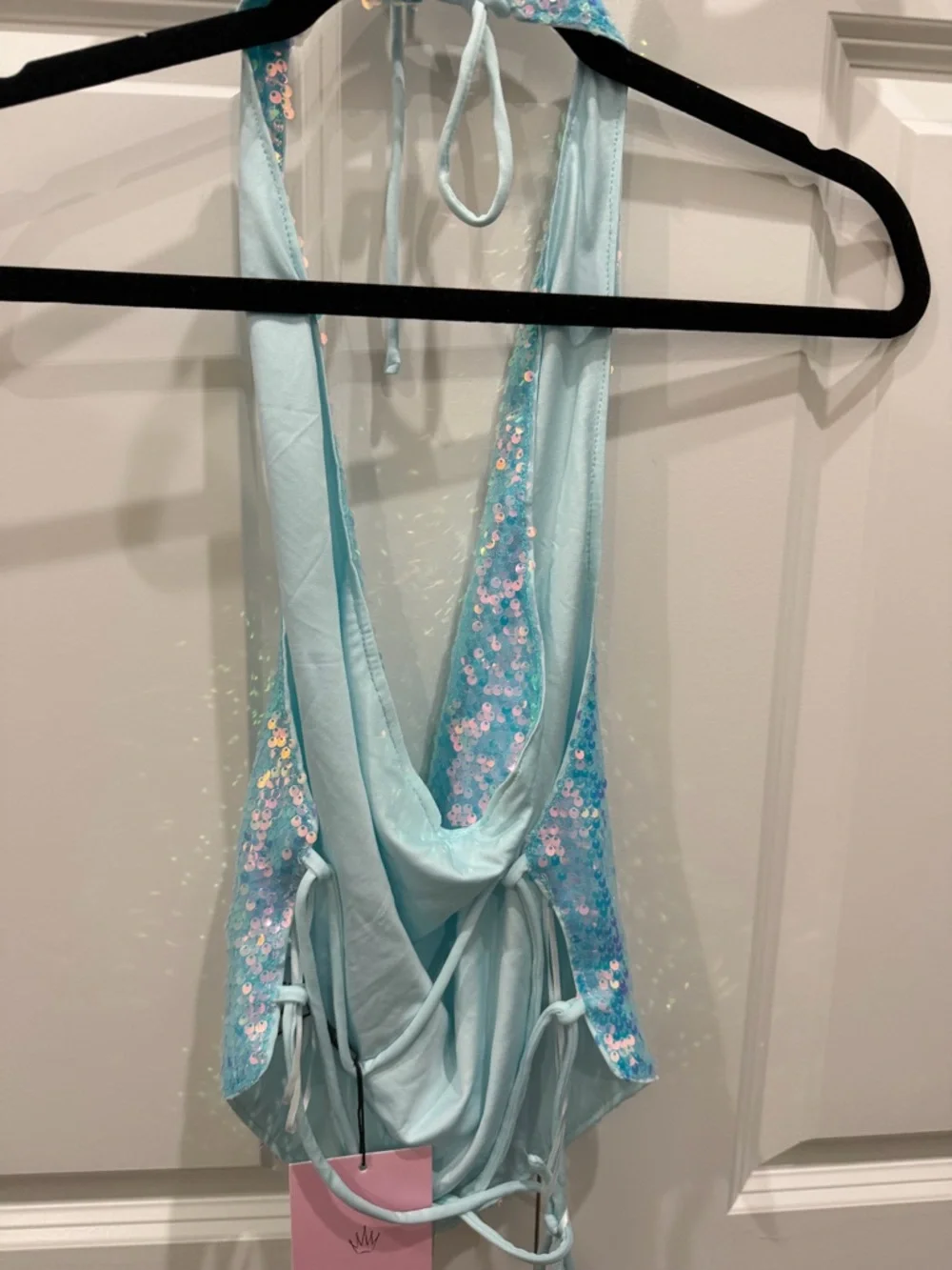 Hello Molly Aqua Iridescent Sequin Mini Skirt Set - Picture 4 of 6